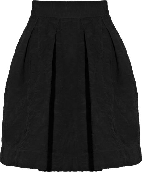 Zac Posen Pleated Crepe Aline Skirt in Black - Lyst