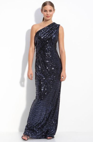 calvin klein black sequin gown
