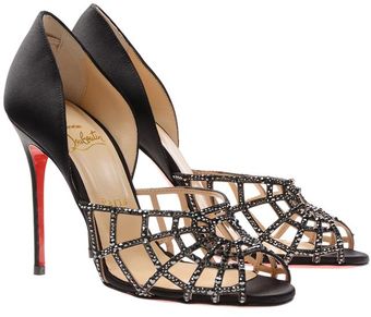 Christian Louboutin Aranea Satin Heels with Strass Embellishment - Lyst