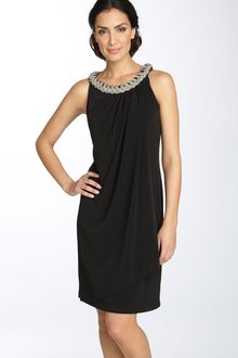 Donna Ricco Chain Neck Matte Jersey Shift Dress - Lyst