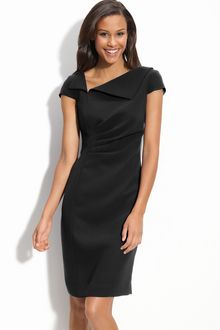 Tahari By Arthur S. Levine Asymmetric Cap Sleeve Dress - Lyst
