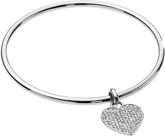 Michael by Michael Kors Pave Heart Bangle, Silver Color - Lyst