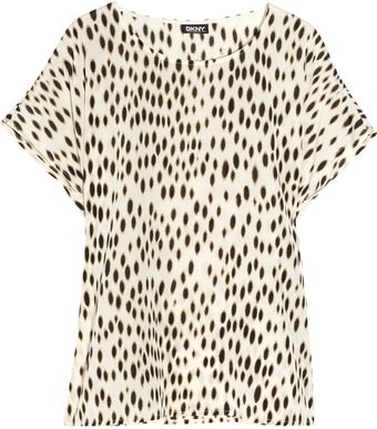 DKNY Animal-print Stretch-silk Top - Lyst