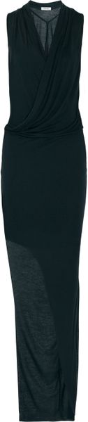 Helmut Lang Asymmetric Stretchjersey Maxi Dress in Black (teal) - Lyst