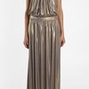 Tibi Metallic Jersey Long Halter Dress in Gold - Lyst