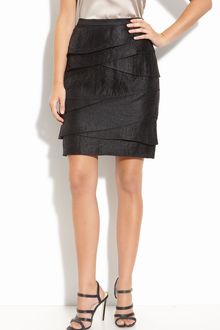 Adrianna Papell Tiered Hammered Satin Skirt - Lyst