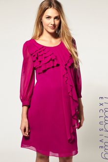 ASOS Collection Asos Maternity Exclusive Ruffle Front Chiffon Dress - Lyst