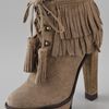 B Brian Atwood Tempesta Suede Platform Booties in Green (olive) - Lyst