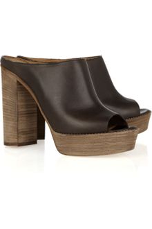 Chloé Leather Peep-toe Platform Mules - Lyst