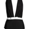 Miu Miu Bowembellished Halterneck Swimsuit in Black - Lyst