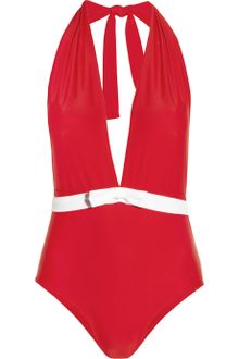 Miu Miu Bow-embellished Halterneck Swimsuit - Lyst