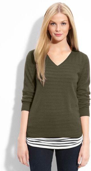 Only Mine V-neck Cashmere Sweater in Green (olive) | Lyst