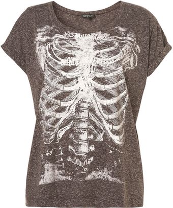 Topshop Rib Cage Motif Tee - Lyst