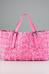 Bottega Veneta Woven Lambskin & Linen Tote