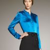 Burberry Longsleeve Satin Blouse, Kingfisher Blue in Blue - Lyst