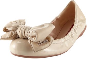 Prada Patent Puffer-bow Ballerina - Lyst