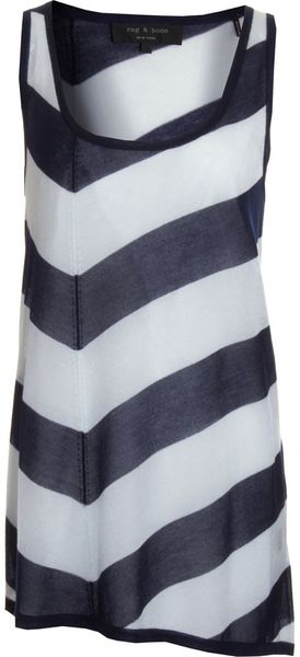 Rag & Bone Devon Stripe Tank -navy/pale Blue - Lyst