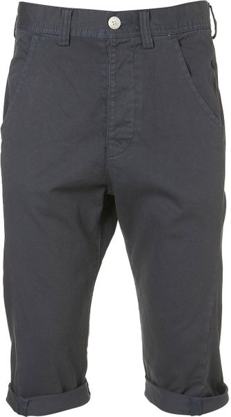 Topman Dark Blue Panel Cropped Shorts in Blue for Men - Lyst