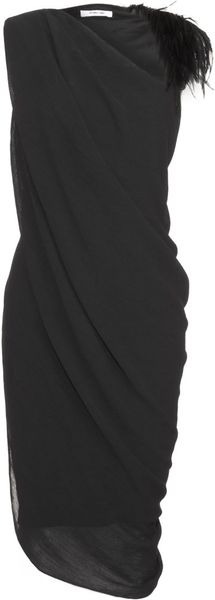 Helmut Lang Feather Shoulder Dress in Black - Lyst