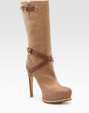 Dior Guetre Crocodile Print Point Toe Boots - Lyst