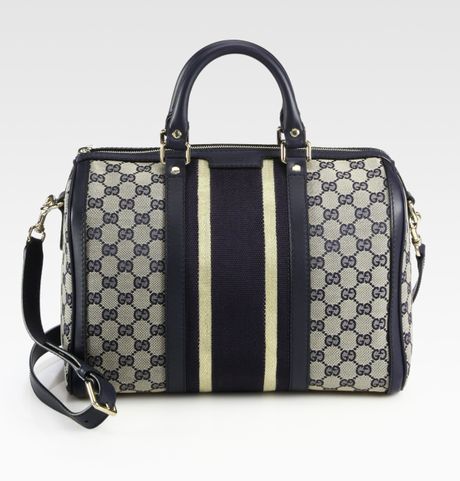 Gucci Vintage Web Boston Bag in Black (beige) | Lyst