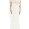 Marchesa Silkcrepe Ruffled Column Gown in White (cream) - Lyst