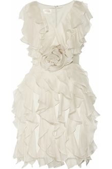 Notte By Marchesa Ruffled Silk-crepe Dress - Lyst