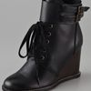 See By Chloé Laceup Wedge Bootie in Black - Lyst