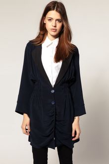 ASOS Collection Asos Silk Long Jacket with Contrast Lapel - Lyst