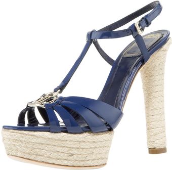 Dior Patent Platform Espadrille Sandal - Lyst