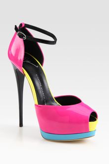 Giuseppe Zanotti Colorblock Patent Leather Peep Toe Platform Pumps - Lyst