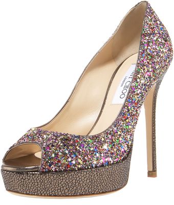 Jimmy Choo Glitter Platform Pump - Lyst