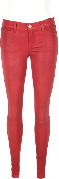Current/elliott Stretch Lamb Leather Trousers “the Ankle Skinny” in Red (grey) - Lyst