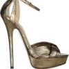 Jimmy Choo Greta Lamécovered Suede Sandals in Gold - Lyst