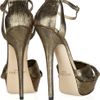 Jimmy Choo Greta Lamécovered Suede Sandals in Gold - Lyst