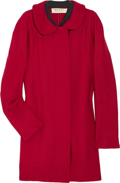 Marni Ribbed Wool Coat in Red - Lyst