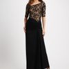 Tadashi Shoji Ruched Lace Gown in Black - Lyst