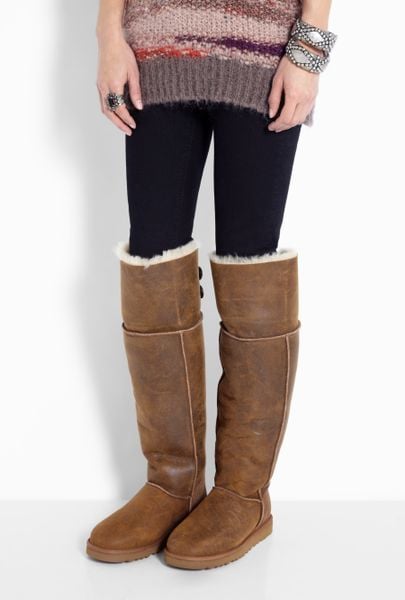 Ugg Bailey Button Chestnut Suede Over The Knee Shearling Boot In Brown Chestnut Lyst