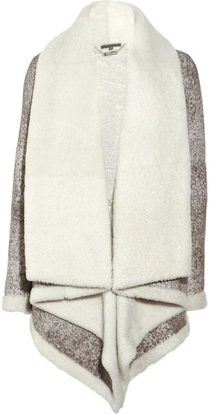 Alexander McQueen Printed Shearling Draped Jacket - Lyst