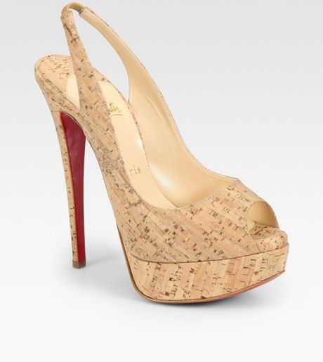 christian louboutin beige peep toe