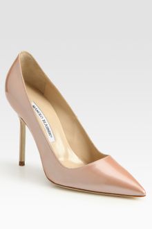 Manolo Blahnik Patent Leather Point Toe Pumps - Lyst