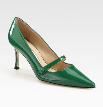  Patent Leather Point Toe Mary Jane Pumps 