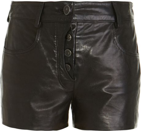 Alexander Wang Leather Shorts in Black - Lyst