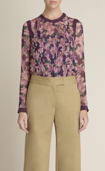 Adam Lippes Asymmetrical Button Pintucked Blouse - Lyst