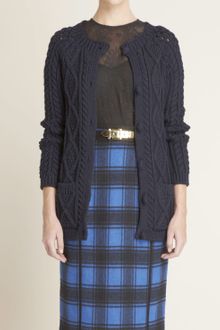 Adam Lippes Chunky Wool Cable Knit Cardigan Sweater - Lyst