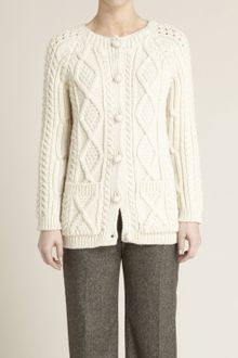 Adam Lippes Chunky Wool Cable Knit Cardigan Sweater - Lyst
