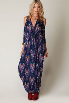 Free People Printed Open Shoulder Kaftan - Lyst