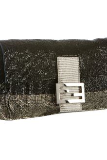 Fendi Black and Silver Beaded Baguette Bag - Lyst