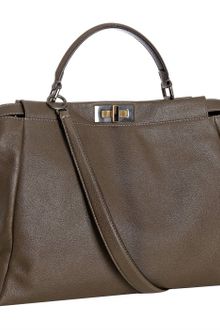 Fendi Grey Calf Leather Peekaboo Satchel - Lyst