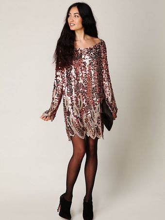 Free People Long Sleeve Pailettes Dress - Lyst